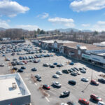 Drone view of Lake Drive Plaza Goodwill and Dollar Tree.