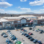 Drone view of Lake Drive Plaza Kroger and other storefronts.