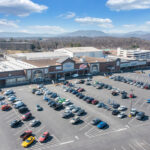 Drone view of Lake Drive Plaza Kroger and other storefronts.