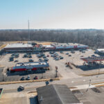 Drone view of Rushville Plaza on Main St.