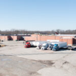 Drone view of Rushville Plaza loading dock and truck parking.