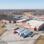 Drone view of Rushville Plaza loading dock and truck parking.