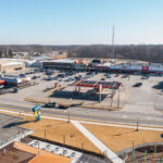 Drone view of Rushville Plaza on Main St.