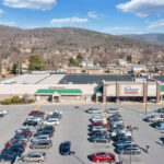 Spartan Square drone view of Kroger and pharmacy storefront.