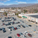Drone view of Spartan Square Kroger and parking.