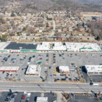 Bird's eye view of Spartan Square shopping center.