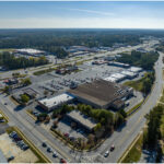 Merchants Square, Kroger and parking lot. Aerial, rear view from Route 139/Church Street and Bethsaida Rd.