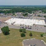 Drone view of Crawfordsville Square.