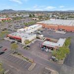 O'Reilly Auto Parts, parking lot and Glendale Palms aerial view.